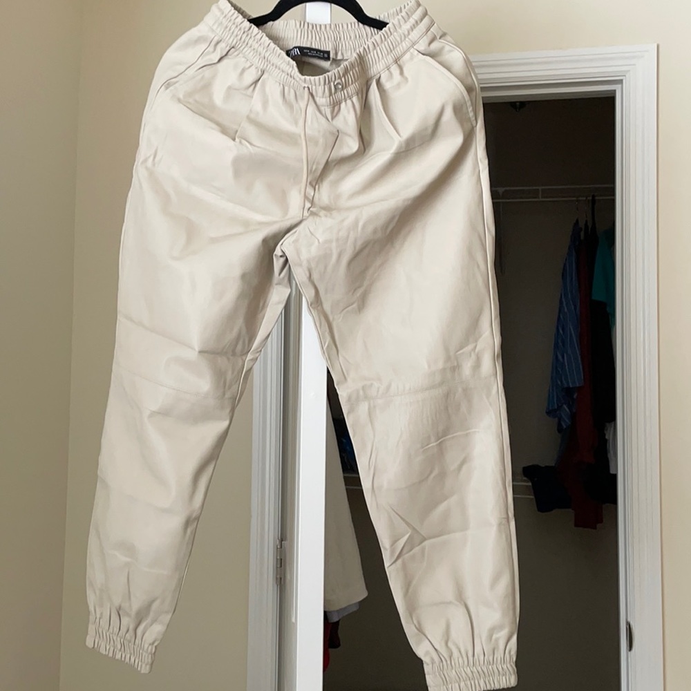 Zara leather joggers